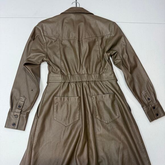 Marissa Webb Green Faux Leather belted Dress Size 6 - Picture 8 of 10